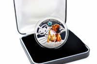 1 oz Dogs - Boxer - Silber Color mit Edelglas PP 2014 FIJI