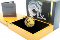 1 oz Mythical Creatures  Unicorn Gold Polierte Platte 2021 AUSTRALIEN