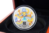 5 oz Lunar II. Drachen Silber Color 2024 AUSTRALIEN