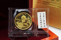 1 oz Goldpanda in der Original-Folie mit Zettel kl. Datum 1998 CHINA
