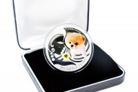 1 oz Dogs - Zwergspitz - Silber Color mit Edelglas PP 2014 FIJI