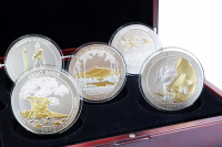 Set 5x 5 oz America The Beautiful Silber GILDED 2013 USA