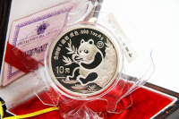 1 oz Panda Polierte Platte Silber in der Folie 1991